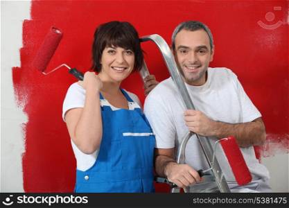 Couple with hand roller