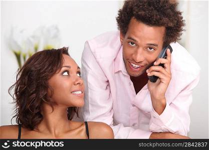 couple with phone
