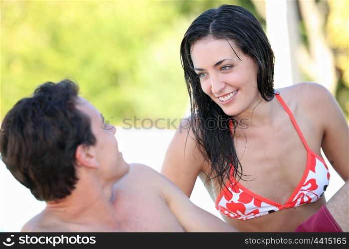Couple with wet hair