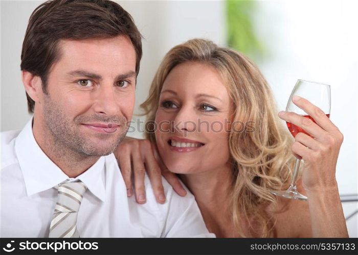 Couple with wine glass
