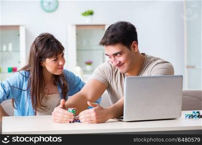 Couple wnning money in online casino