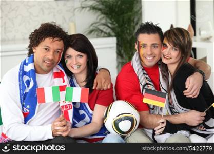 couples of soccer supporters