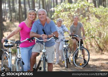Couples on bike ride