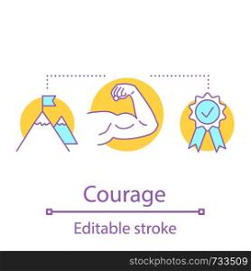 Courage concept icon. Strength idea thin line illustration. Leadership. Champion. Achievement. Vector isolated outline drawing. Editable stroke. Courage concept icon