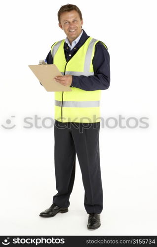 Courier Writing On A Clipboard