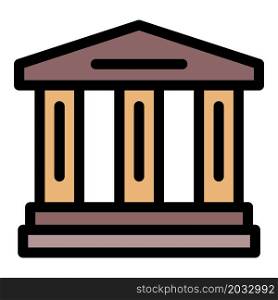 Court building icon. Outline court building vector icon color flat isolated. Court building icon color outline vector