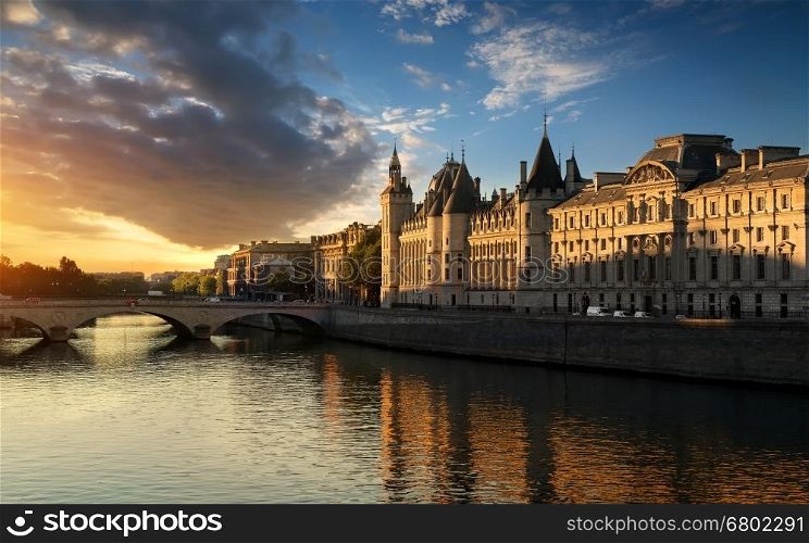 Court of Cassation and Bridge of Changers in Paris, France