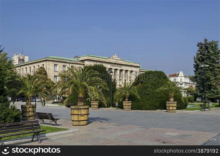 Courts of justice and garden in Ruse town, Bulgaria