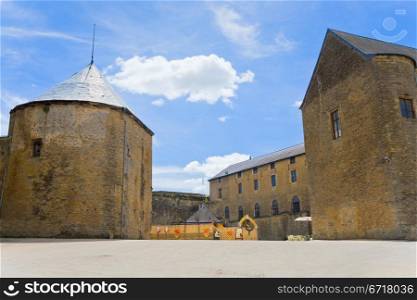 courtyard in medieval castle Sedan in France