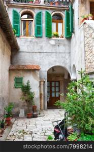 Courtyard in the Historic Center City of Sorano in Italy