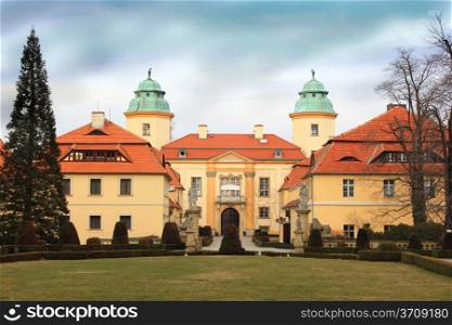 Courtyard of castle Ksiaz in Walbrzych Poland