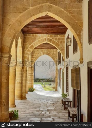 Courtyard of Hadjigeorgakis Kornesios Mansion in the old sector of Nicosia, Cyprus