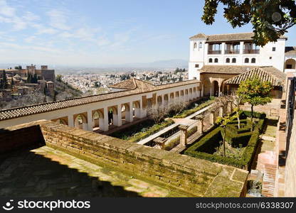 Courtyard of the acequia in Generalife, Alhambra, Granada, Andalucia, Spain