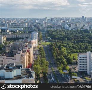 Courtyards of Minsk from above. Capital of Belarus
