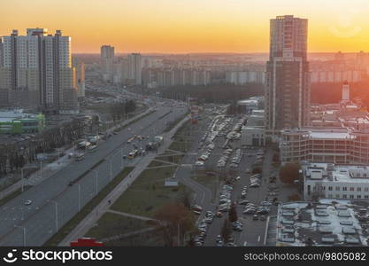 Courtyards of Minsk from above. Capital of Belarus