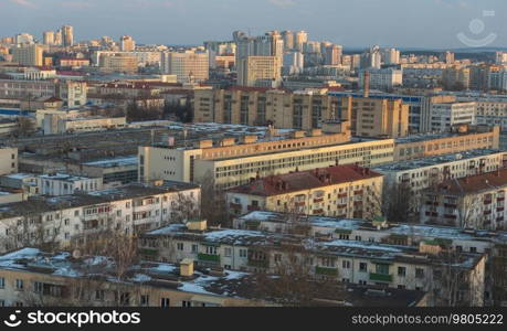 Courtyards of Minsk from above. Capital of Belarus