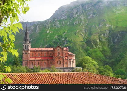 Covadonga Catholic sanctuary Basilica church in Asturias at Cangas de Onis