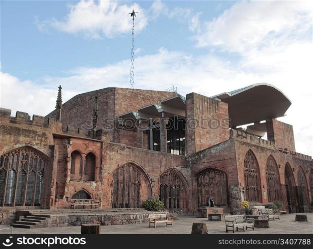 Coventry Cathedral ruins. Ruins of bombed St Michael Cathedral, Coventry, England, UK