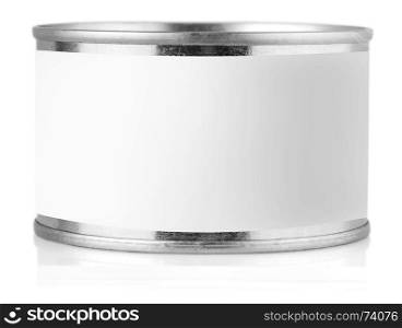 Cover tin with label isolated on white background