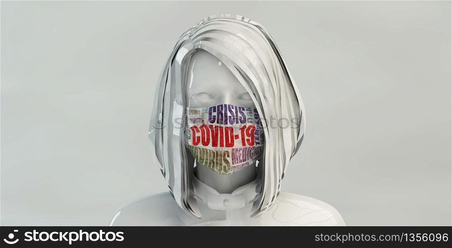 Covid-19 Concept with Woman Wearing Mask for Protection. Covid-19 Concept with Woman Wearing Mask