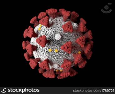Covid-19 Coronavirus SARS-CoV-2 cell pandemic virus. 3d render, 3d illustration