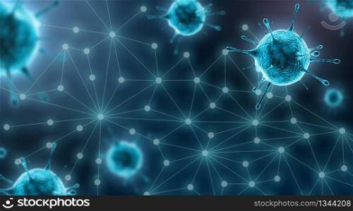 Covid-19 or Coronavirus, Virus Outbreak background, Microbiology And Virology Concept, 3D Rendering