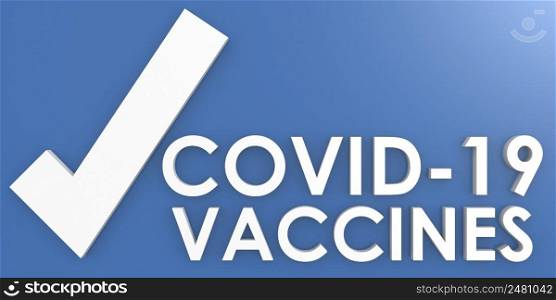Covid-19 vaccine word with blue background, 3d rendering