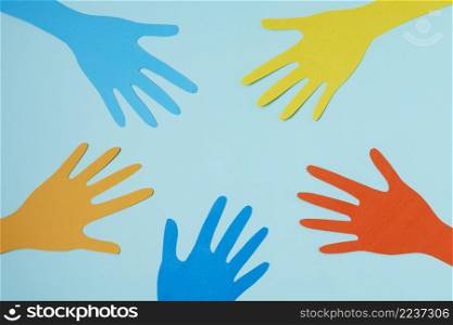 covid concept with colorful hands