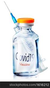 Covid vaccine in container isolated on white background