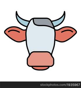 Cow head horns icon. Outline cow head horns vector icon color flat isolated. Cow head horns icon color outline vector