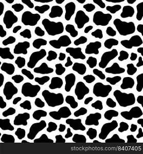 Cow hide seamless pattern. Holstein cattle texture. Cow skin pattern with smooth black and white texture. Dalmatian dog stains print. Black spots background. Animal skin template. Vector illustration.. Cow hide seamless pattern. Holstein cattle texture. Cow skin pattern with smooth black and white texture. Dalmatian dog stains print. Black spots background. Animal skin template. Vector illustration