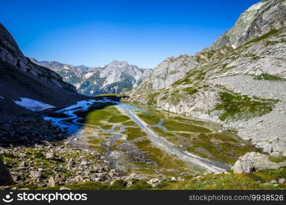 Cow lake, Lac des Vaches, in Vanoise national Park, Savoy, France. Cow lake, Lac des Vaches, in Vanoise national Park, France