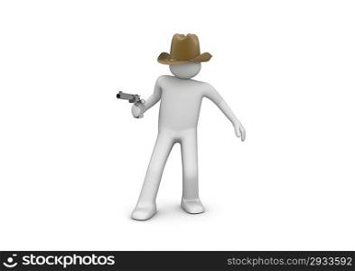 Cowboy Aiming (3d isolated characters on white background series)