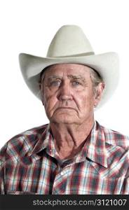 Cowboy with the years of experience written in the lines of his face.