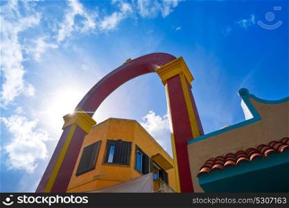 Cozumel island arch Plaza Punta Langosta in Mexico Mayan riviera