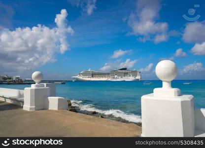 Cozumel island promenade in Riviera Maya of Mayan Mexico