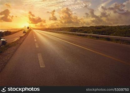 Cozumel island sunset road Quintana Roo C-1 in east side at Mexico