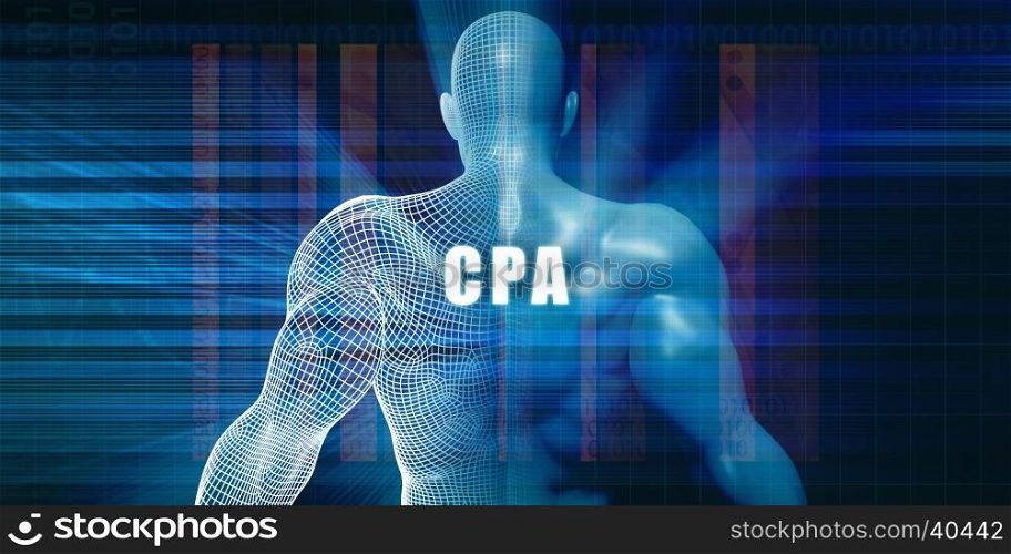 Cpa as a Futuristic Concept Abstract Background. Cpa