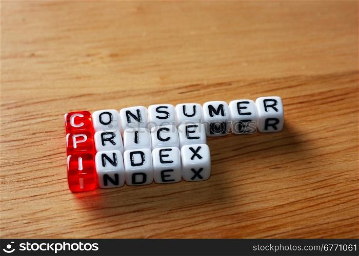 CPI Consumer Price Index definition written on dices