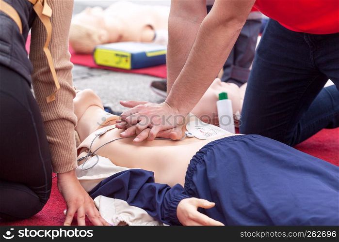 CPR course using automated external defibrillator device - AED