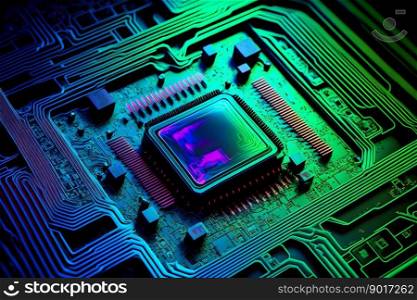 CPU processor with modern futuristic technology appearance. Neural network AI generated art. CPU processor with modern futuristic technology appearance. Neural network generated art
