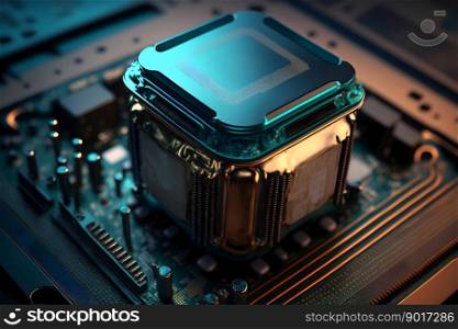 CPU processor with modern futuristic technology appearance. Neural network AI generated art. CPU processor with modern futuristic technology appearance. Neural network generated art