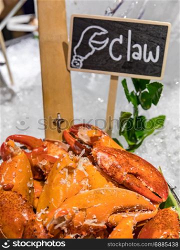 Crab Claw seafood on ice