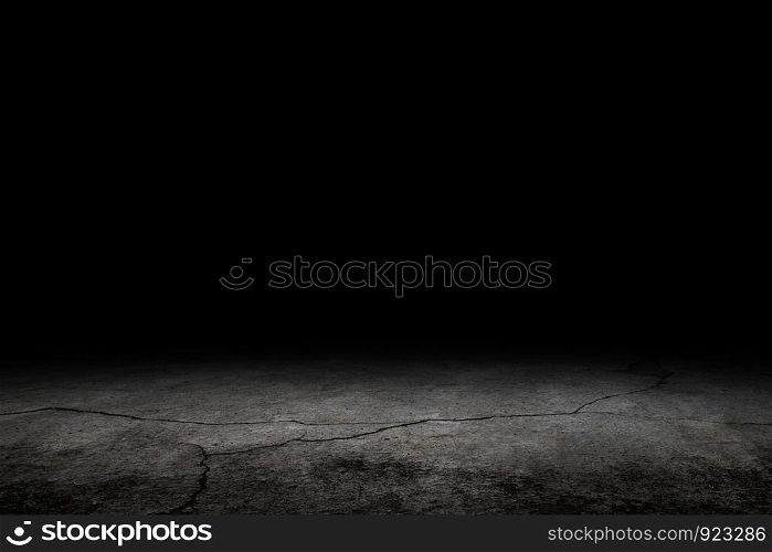 Crack concrete floor with dark background