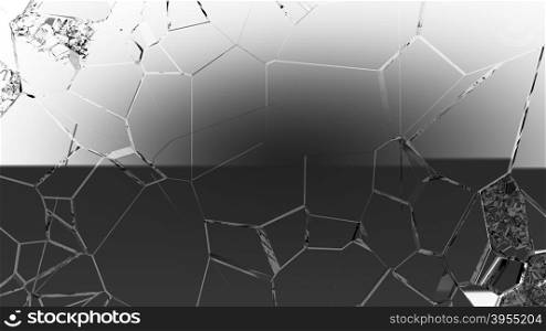 Cracked and broken glass background. Large resolution