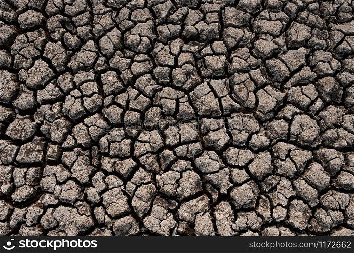 Cracked and dry soil in arid areas landscape, Drought crisis in Thailand