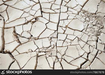 Cracked clay on the ground in desert