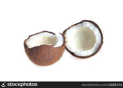 cracked coconut isolated on white