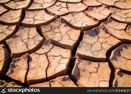 Cracked earth. Cracked soil on dry season. Global warming. Generative AI
