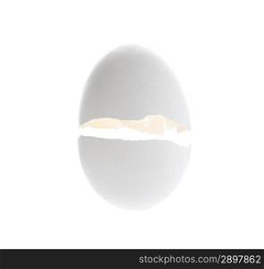 Cracked egg isolated over white